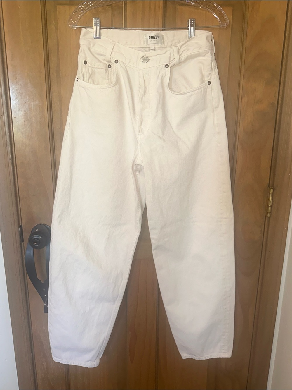 Agolde Cream High-Rise Relaxed Boyfriend Jeans